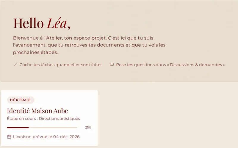 L'accueil de L'Atelier Floana : « Hello Léa, », le projet en cours et son avancement